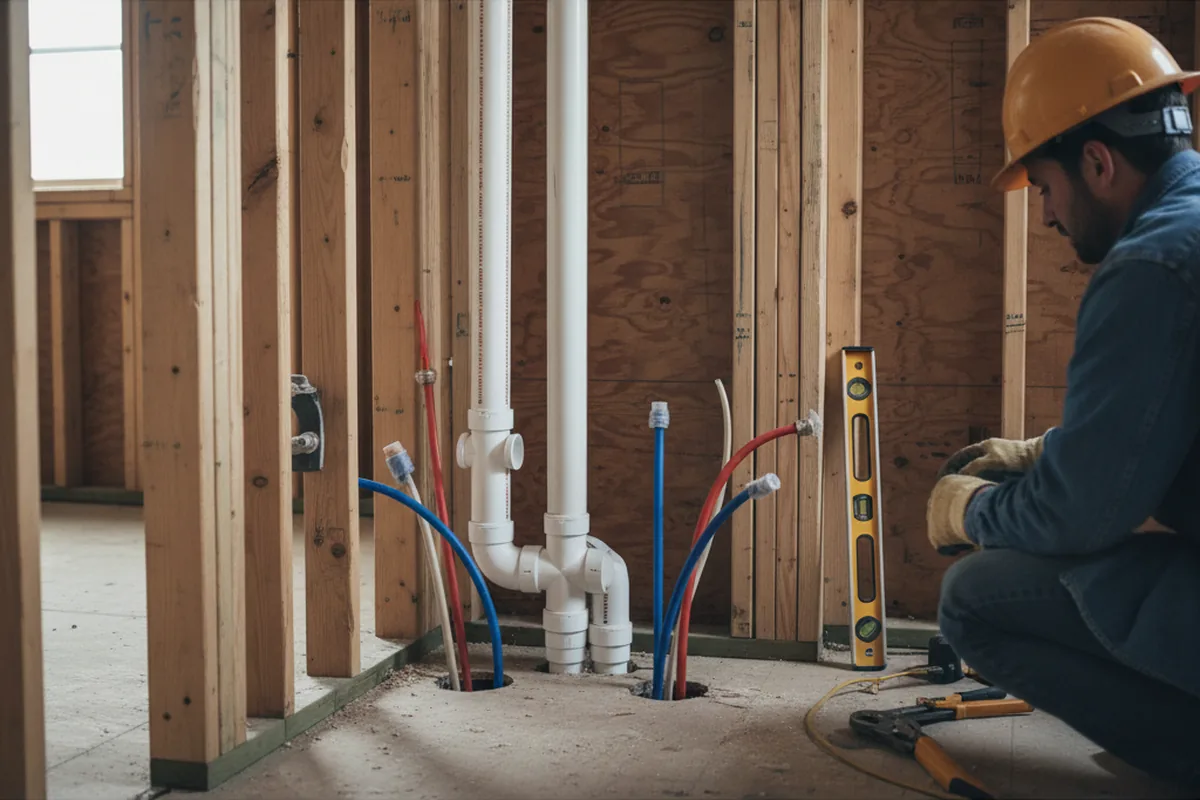 Drain and supply rough-in during Garbage Disposal Repair in Tangier